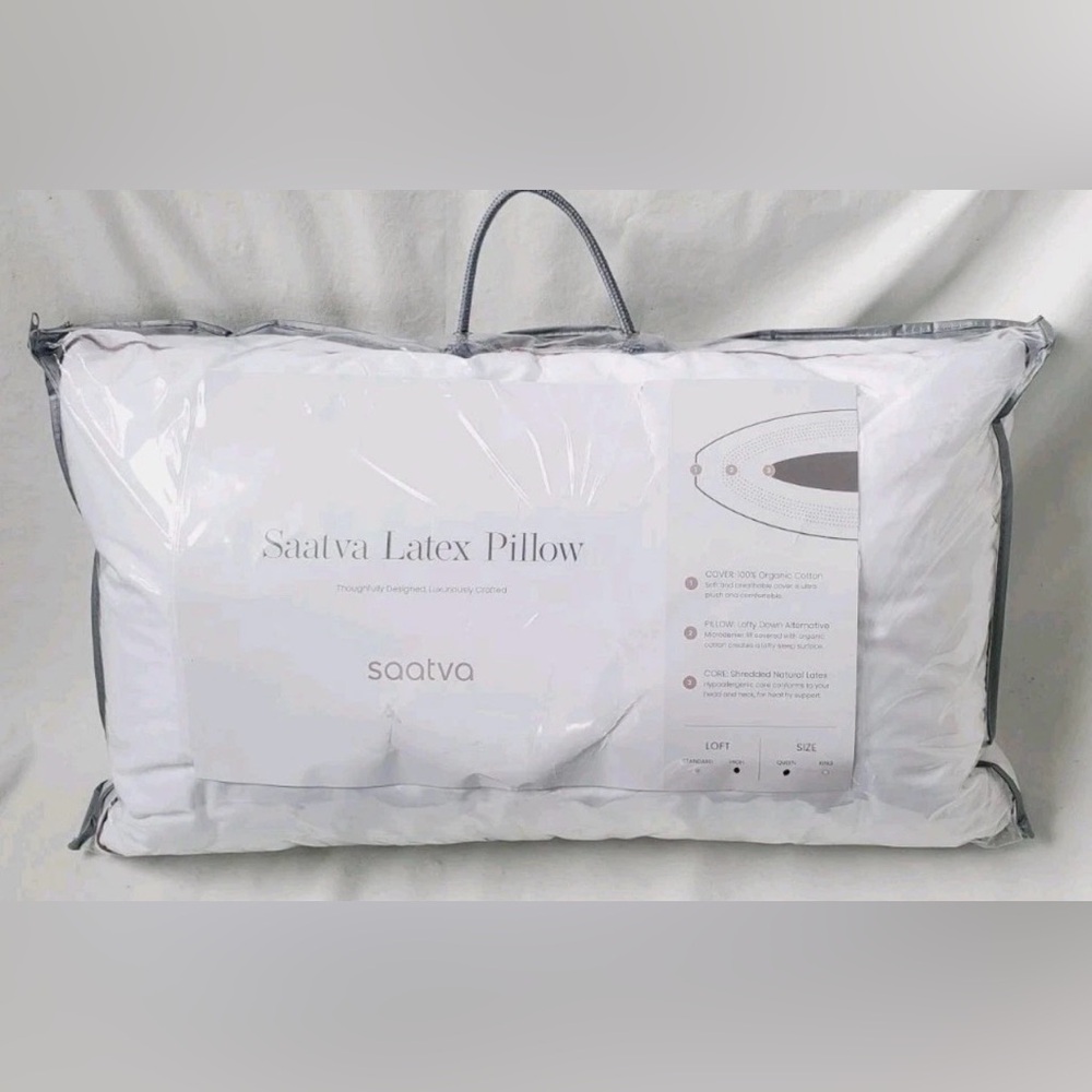 SAATVA LATEX PILLOW QUEEN Size 18x28 ORGANIC COTTON Luxury HIGH LOFT $165.00
